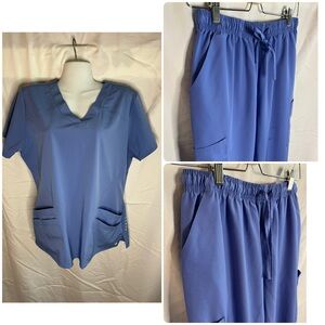 Set of Imperfect Scrubs: Top & 2 Joggers -pen marks, stains, tear on pocket